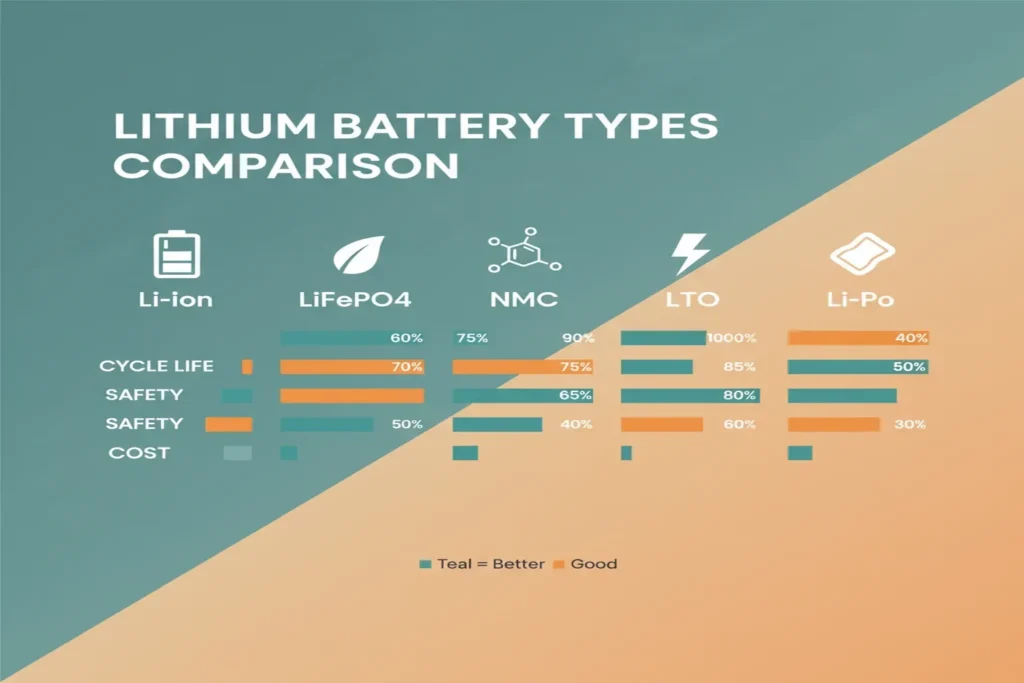 انواع باتری لیتیومی خورشیدی صنعتی برای سیستم‌های انرژی خورشیدی