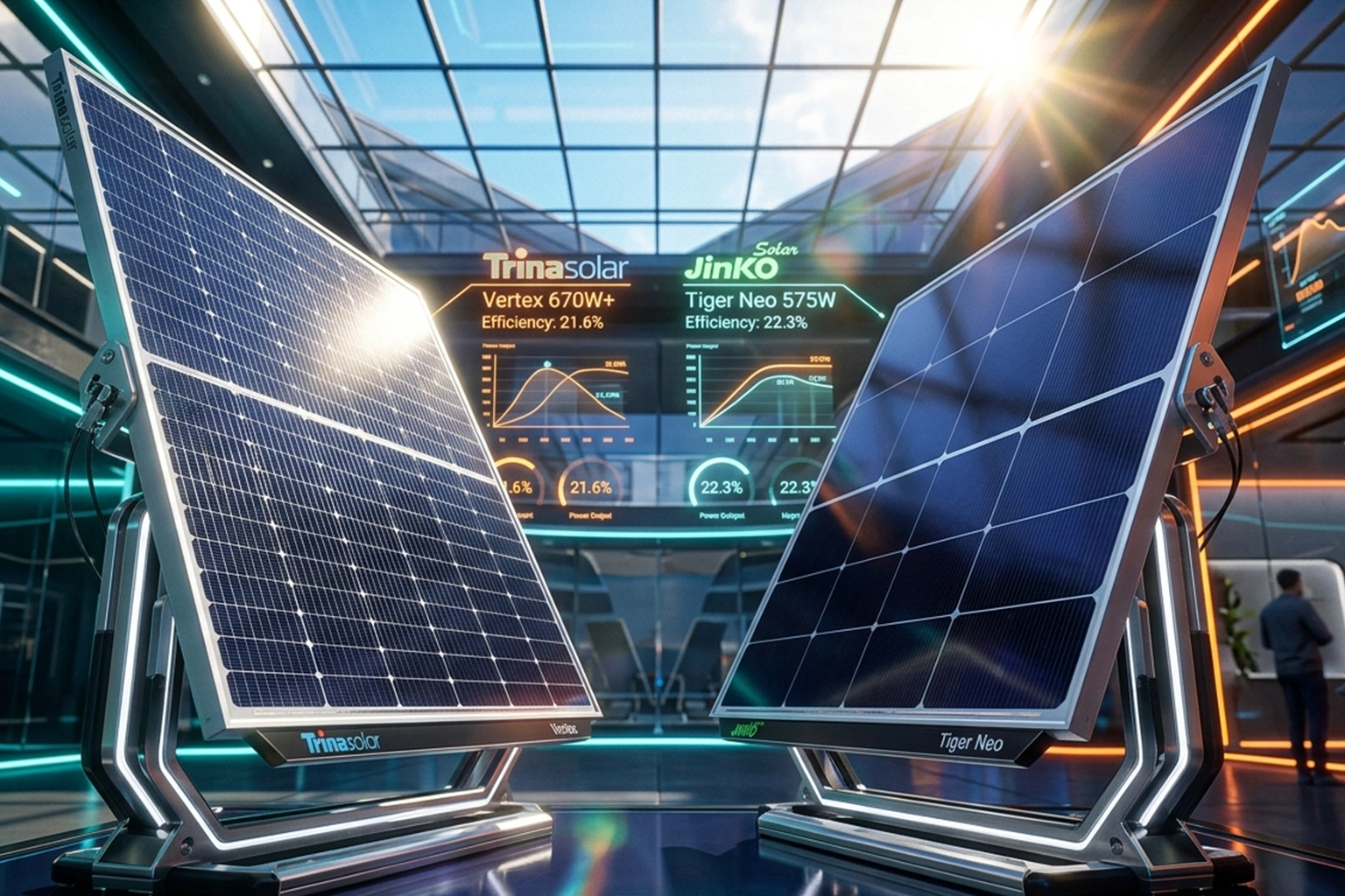 مقایسه پنل خورشیدی Trina Solar و Jinko Solar؛ بررسی کامل کیفیت، راندمان و ارزش خرید